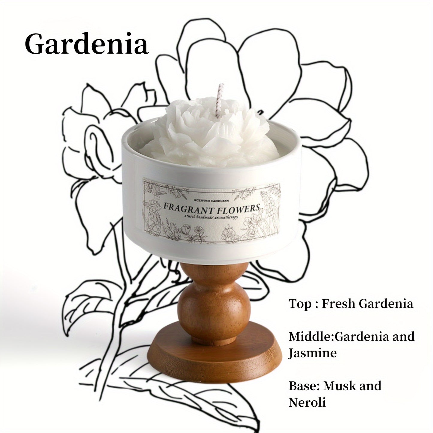 Luxurious Soy Wax Aromatherapy Candle - 5.3oz Camellia & Gardenia Scent