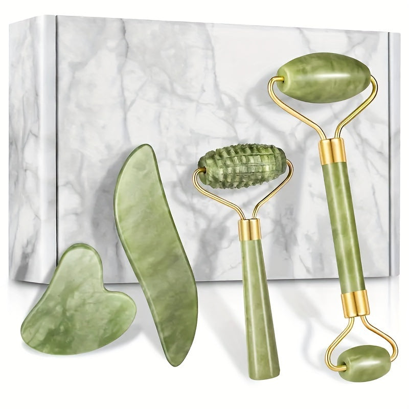 3pcs/set Facial Beauty Massage Roller Faux Jade